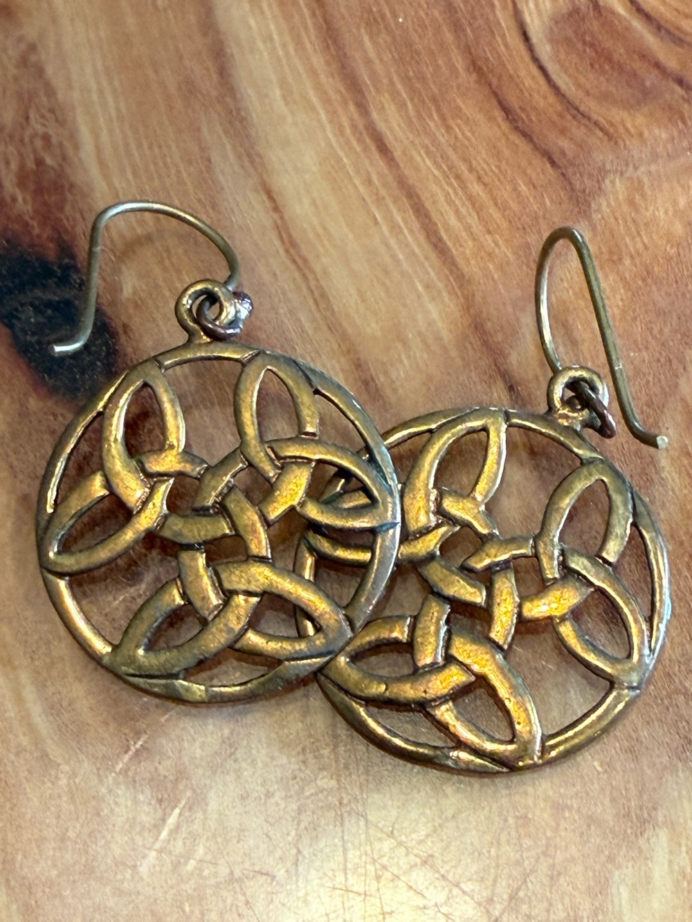 Intricate Celtic Knot Drop Earrings in Brass Irish